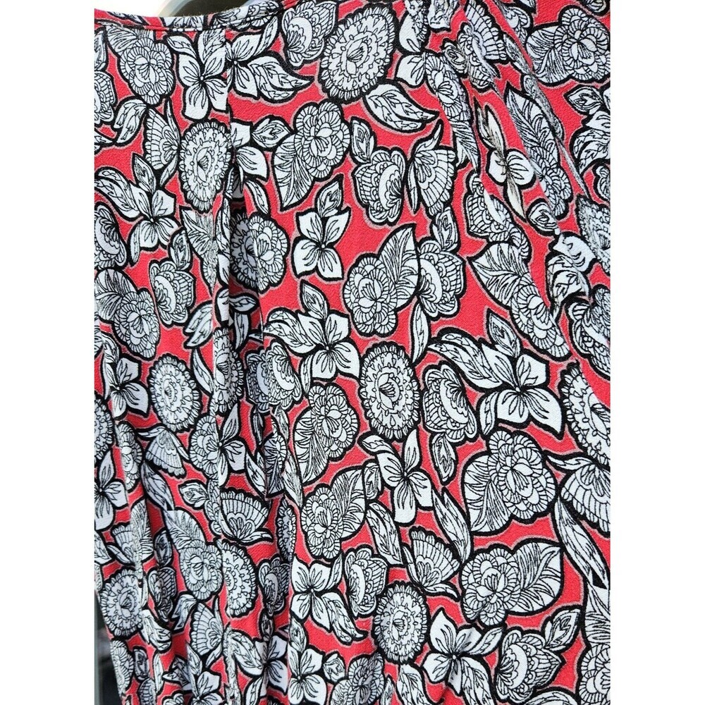 Democracy Red Floral Wrap Tie Wide Leg Jumpsuit S Short Sleeve Boho Festival - Picture 5 of 13
